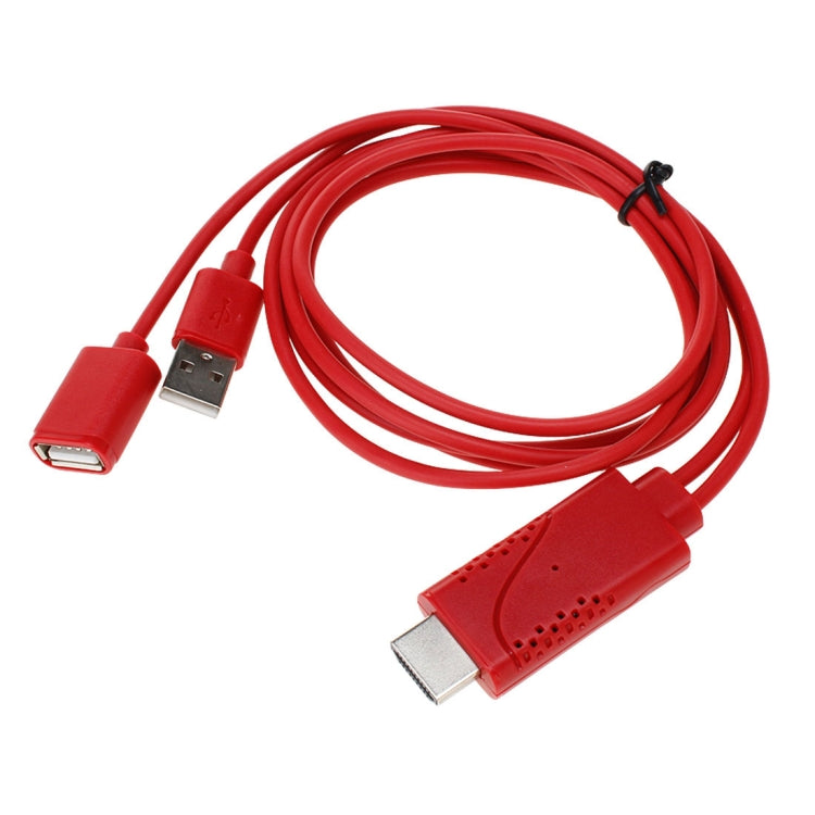 USB Male + USB 2.0 Female to HDMI Phone to HDTV Adapter Cable for iPhone / Galaxy / Huawei / Xiaomi / LG / LeTV / Google and other Smart Phones (Red)