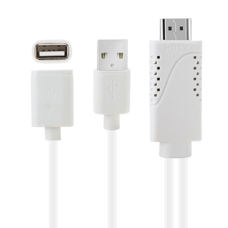 Câble adaptateur USB mâle + USB 2.0 femelle vers HDMI téléphone vers HDTV pour iPhone / Galaxy / Huawei / Xiaomi / LG / LeTV / Google et autres téléphones intelligents (Blanc)