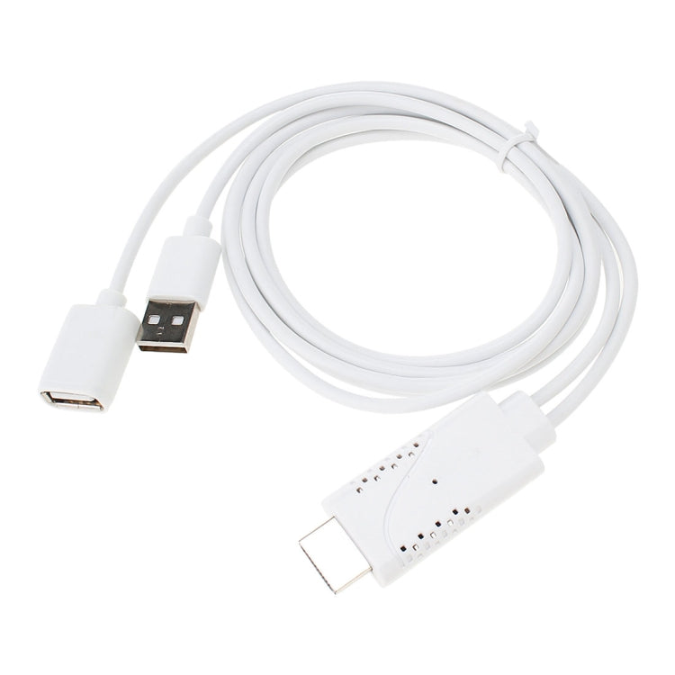 USB Male + USB 2.0 Female to HDMI Phone to HDTV Adapter Cable for iPhone / Galaxy / Huawei / Xiaomi / LG / LeTV / Google and other Smart Phones (White)