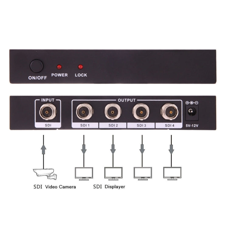 NEWKENG S114 SDI / HD-SDI / 3G-SDI 1X4 Splitter Video Adapter