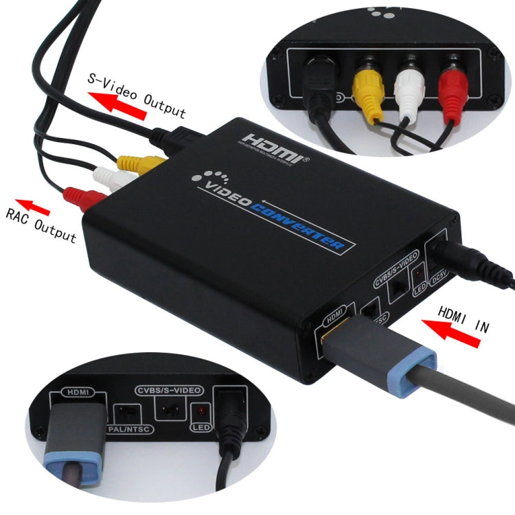 Adaptador convertidor de video HDMI a compuesto / AV S-Video RCA CVBS / L / R