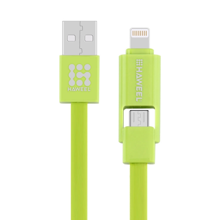 HAWEEL 2 en 1 Micro USB y Cable de Carga de Sincronización de Datos de 8 Pines a USB Para iPhone Galaxy Huawei Xiaomi LG HTC y otros Teléfonos Inteligentes Longitud: 1 m (verde)
