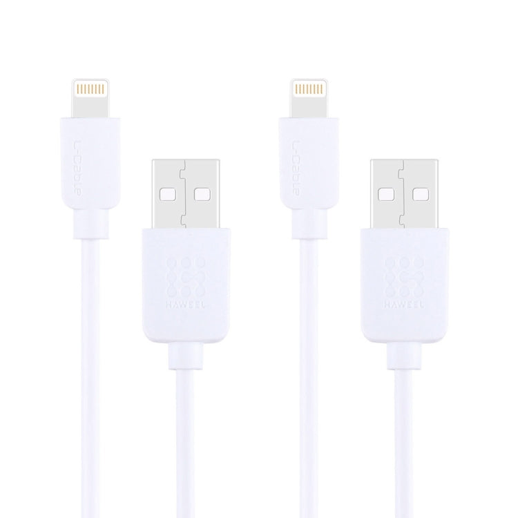 2 PCS Haweel 1m Haute Vitesse 8 broches vers USB Kit de câble de synchronisation et de charge pour iPhone iPad (Blanc)
