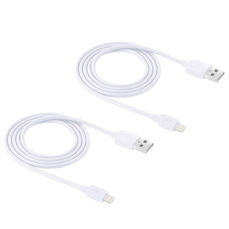 2 PCS Haweel 1m High Speed 8 pin a USB Sync y Kit de Cable de Carga para iPhone iPad (Blanco)