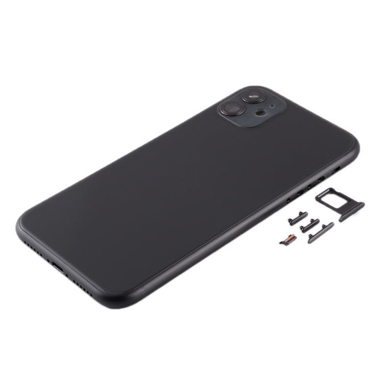 Coque arrière avec plateau pour carte SIM et touches latérales et objectif de l'appareil photo pour iPhone 11 (noir)