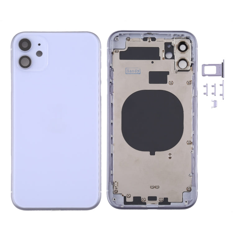 Back Housing Cover with SIM Card Tray and Side Keys and Camera Lens for iPhone 11 (Purple)