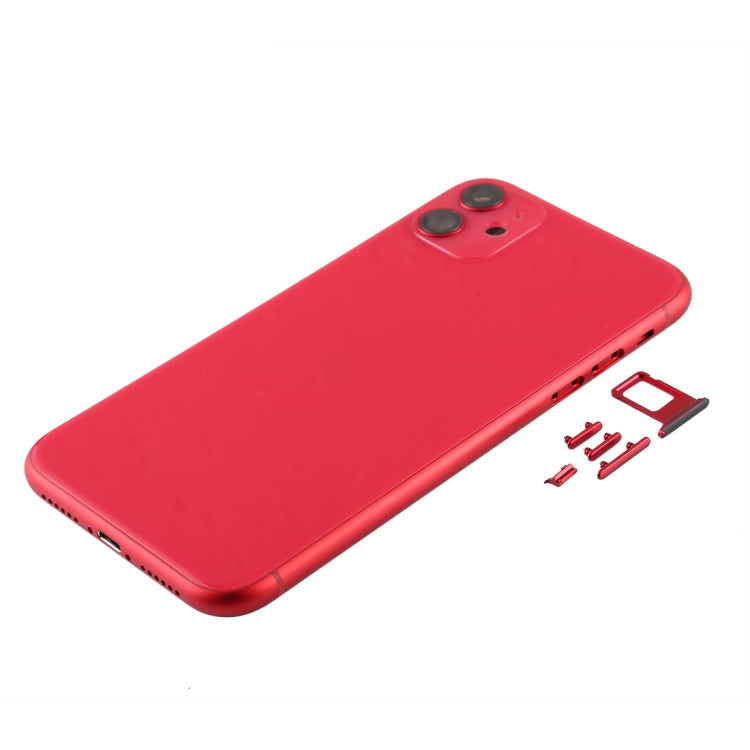 Coque arrière avec plateau pour carte SIM et touches latérales et objectif de l'appareil photo pour iPhone 11 (rouge)