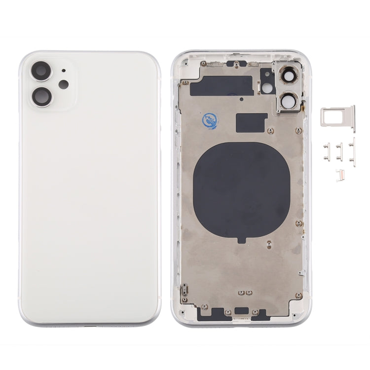 Coque arrière avec plateau pour carte SIM et touches latérales et objectif de caméra pour iPhone 11 (Blanc)