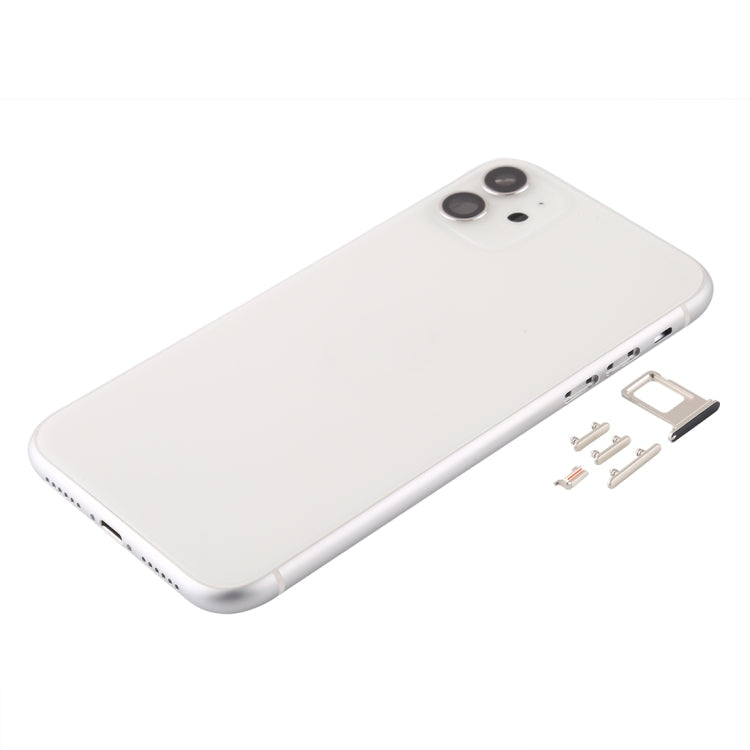 Back Housing Cover with SIM Card Tray and Side Keys and Camera Lens for iPhone 11 (White)