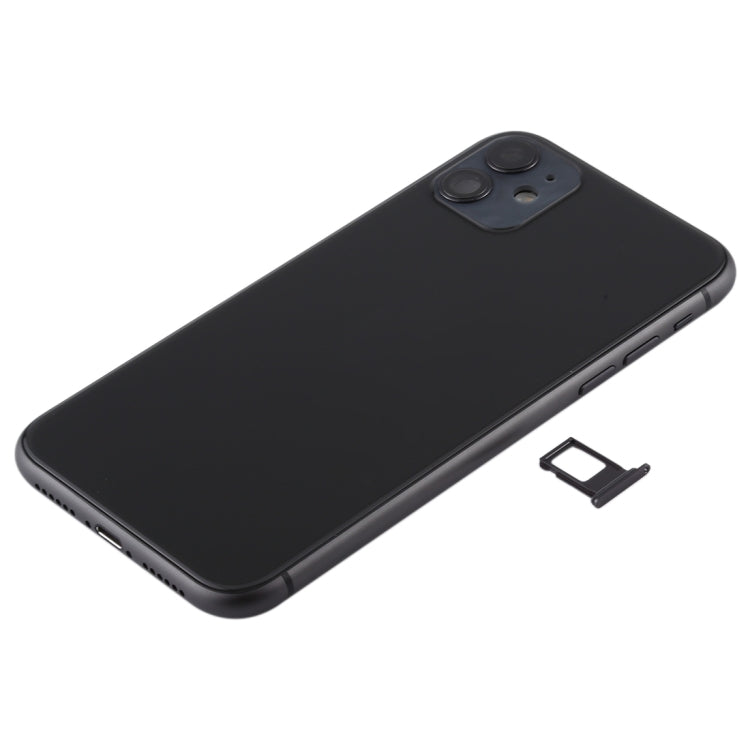 Back Battery Cover (with Side Keys Card Tray Power + Volume Flex Cable and Wireless Charging Module) for iPhone 11 (Black)