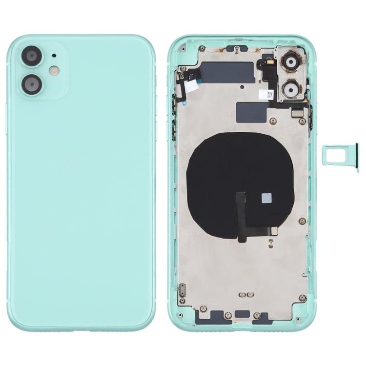 Battery Back Cover (with Side Keys Card Tray Power + Volume Flex Cable and Wireless Charging Module) for iPhone 11 (Green)