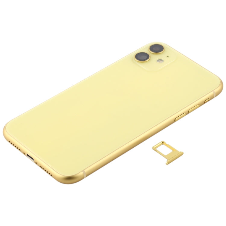 Back Battery Cover (with Side Keys Card Tray Power + Volume Flex Cable and Wireless Charging Module) for iPhone 11 (Yellow)