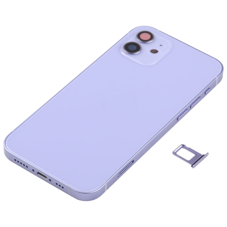 Back Battery Cover (with Side Keys and Card Trays and Power + Volume Flex Cable and Wireless Charging Module) For iPhone 12