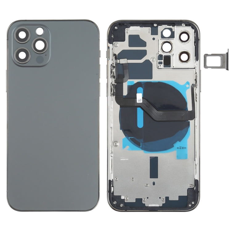 Couvercle de batterie arrière (avec touches latérales et plateaux de cartes et module de charge Power + Flex Volume et charge sans fil) pour iPhone 12 Pro (noir)