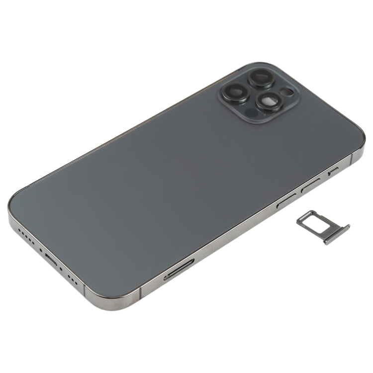 Tapa Trasera de la Batería (con llaves Laterales y Bandejas de Tarjetas y Power + Módulo de Carga de Volumen Flex y Carga Inalámbrica) Para iPhone 12 Pro (Negro)