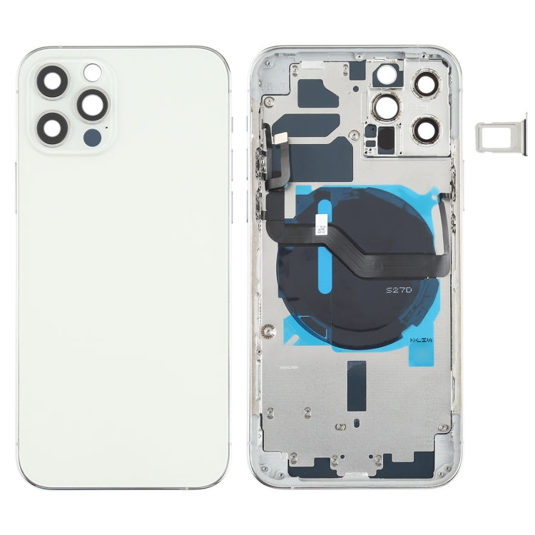 Tapa Trasera de la Batería (con llaves Laterales y Bandeja de Tarjetas y Power + Volumen Módulo de Carga y Carga Inalámbrica) Para iPhone 12 Pro (Blanco)
