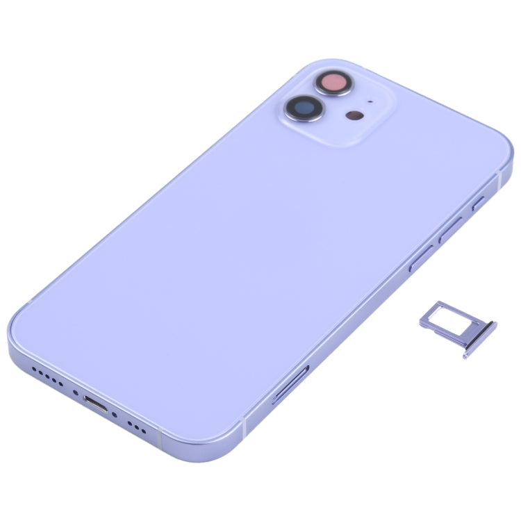 Back Battery Cover Assembly (with Side Keys &amp; Speaker &amp; Speaker Motor &amp; Camera Camera &amp; Power Button + Volume Button + Charging Port &amp; Wireless Charging Module) for iPhone 12 (Purple)