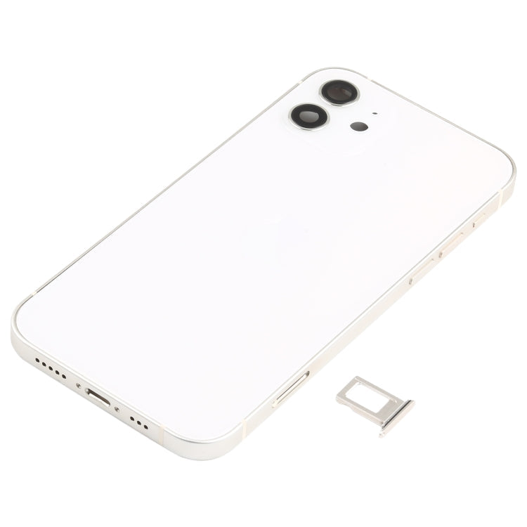 Back Battery Cover Assembly (with Side Keys &amp; Speaker &amp; Speaker Motor &amp; Camera Camera &amp; Power Button + Volume Button + Charging Port &amp; Wireless Charging Module) for iPhone 12 (White)