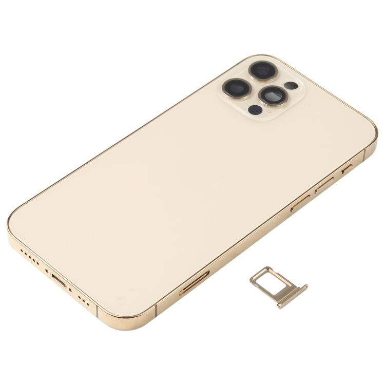 Back Battery Cover Assembly (with Side keys and Speakers and Speaker Motor and Camera link and Power Button + Volume Button + Charging Port and Wireless Charging Module) for iPhone 12 Pro (Gold)