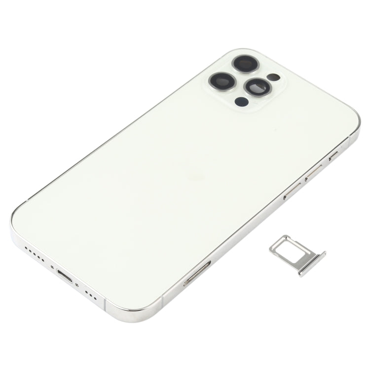 Ensemble de couvercle arrière de batterie (avec touches latérales et haut-parleur et moteur de haut-parleur et lien de caméra et bouton d'alimentation + bouton de volume + port de charge et module de charge sans fil) pour iPhone 12 Pro (Blanc)