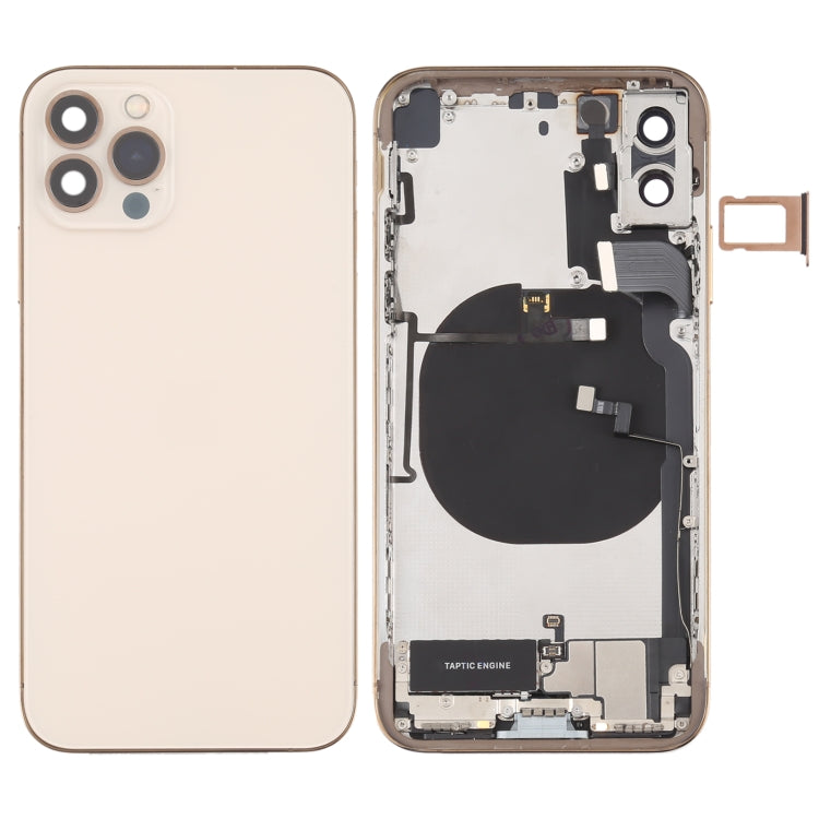 iPhone 12 Pro Imitation Back Housing Cover for iPhone X (with SIM Card Card and Side Keys and Power + Volume Flex Cable and Wireless Charging Module to Flex Cable Motor and Vibration Speaker) (Gold)