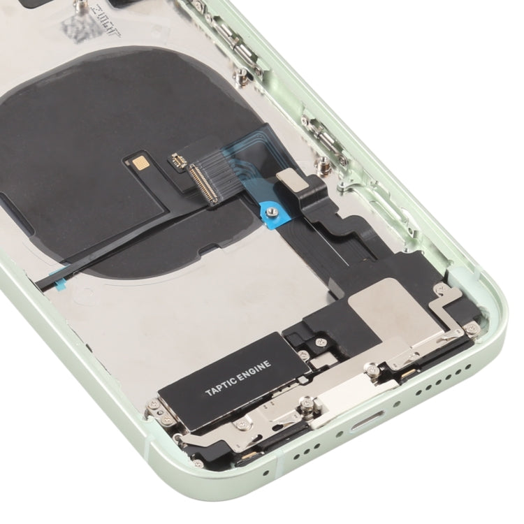 Coque arrière imitation iPhone 12 pour iPhone XR (avec plateau de carte SIM et touches latérales et câble flexible d'alimentation + volume et module de charge sans fil et câble flexible en PU et haut-parleur vibrant) (Vert)