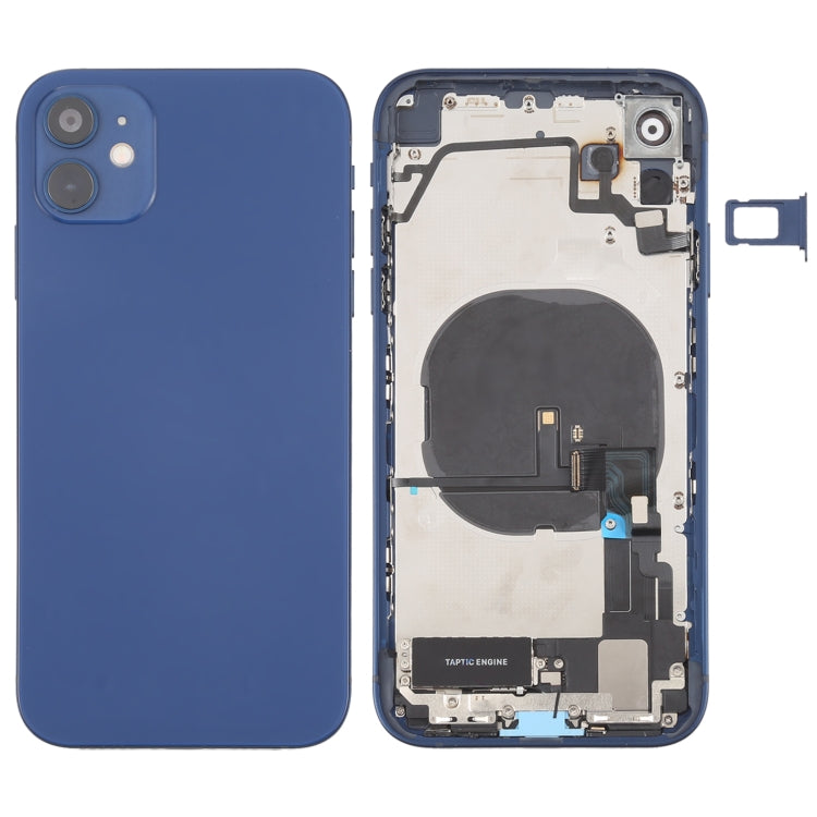 iPhone 12 Imitation Back Housing Cover for iPhone XR (with SIM Card Tray and Side Keys and Power + VOLUME Flex Cable and Wireless Charging Module and Vibrating Motor Tousspeater Flex Cable Port) (Blue)