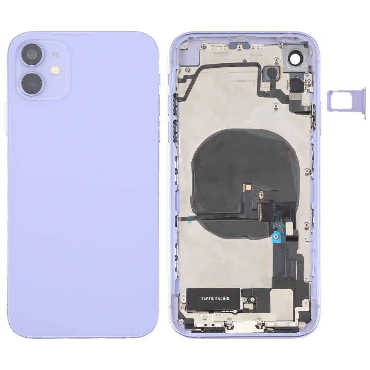 iPhone 12 Imitation Back Housing Cover for iPhone XR (with SIM Card Tray and Side Keys and Power + Volume Flex Cable Wireless Charging Module and Puer Flex Cable Vibrating Motor and Speaker) (Purple)