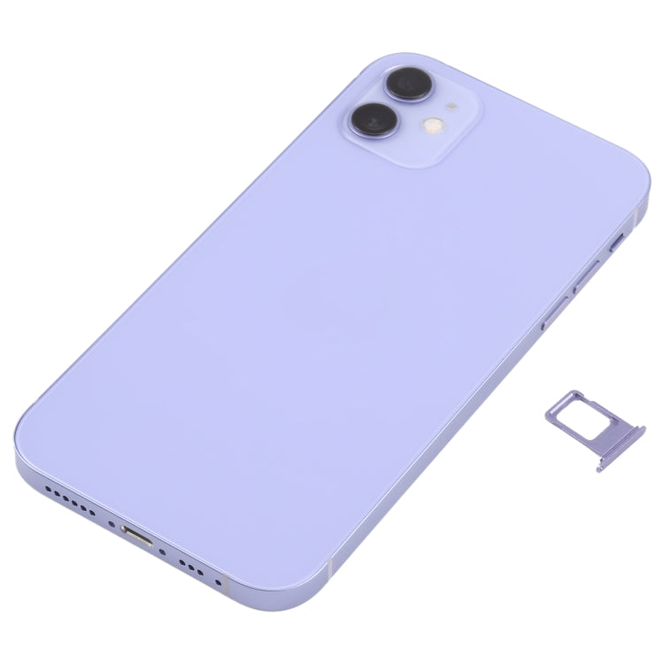 iPhone 12 Imitation Back Housing Cover for iPhone XR (with SIM Card Tray and Side Keys and Power + Volume Flex Cable Wireless Charging Module and Puer Flex Cable Vibrating Motor and Speaker) (Purple)