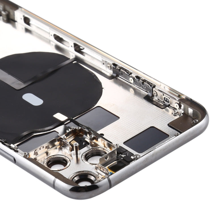 Couvercle de batterie arrière (avec plateau de carte à touches latérales alimentation + câble flexible de volume et module de charge sans fil) pour iPhone 11 Pro (noir)