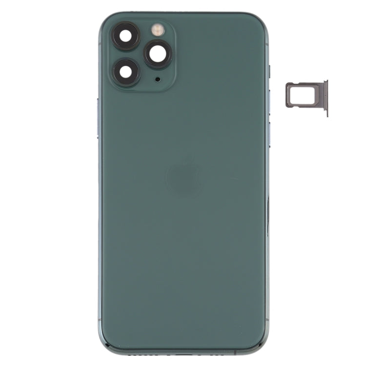 Coque arrière de batterie (avec plateau de carte à touches latérales, câble flexible d'alimentation + volume et module de charge sans fil) pour iPhone 11 Pro Max (vert)