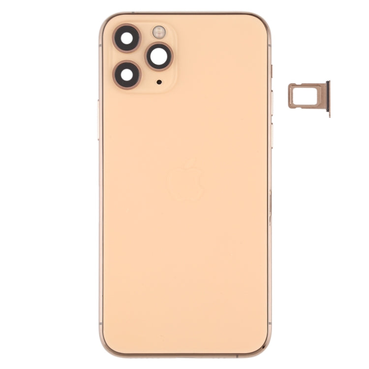 Coque arrière de batterie (avec plateau de carte à touches latérales, câble flexible d'alimentation + volume et module de charge sans fil) pour iPhone 11 Pro Max (doré)