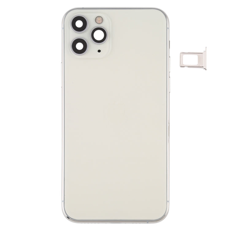 Couvercle de batterie arrière (avec plateau de carte à touches latérales alimentation + câble flexible de volume et module de charge sans fil) pour iPhone 11 Pro Max (argent)