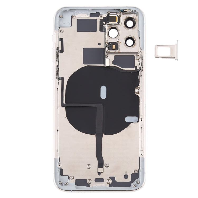 Back Battery Cover (with Side Keys Card Tray Power + Volume Flex Cable and Wireless Charging Module) for iPhone 11 Pro Max (Silver)