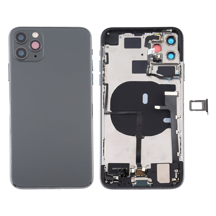 Battery Back Cover Assembly (with Side Keys &amp; Power Button + Volume Button Flex Cable &amp; Wireless Charging Module &amp; Motor &amp; Charging Port &amp; Speaker &amp; Camera Lens Band) For iPhone 11 Pro (Gray )