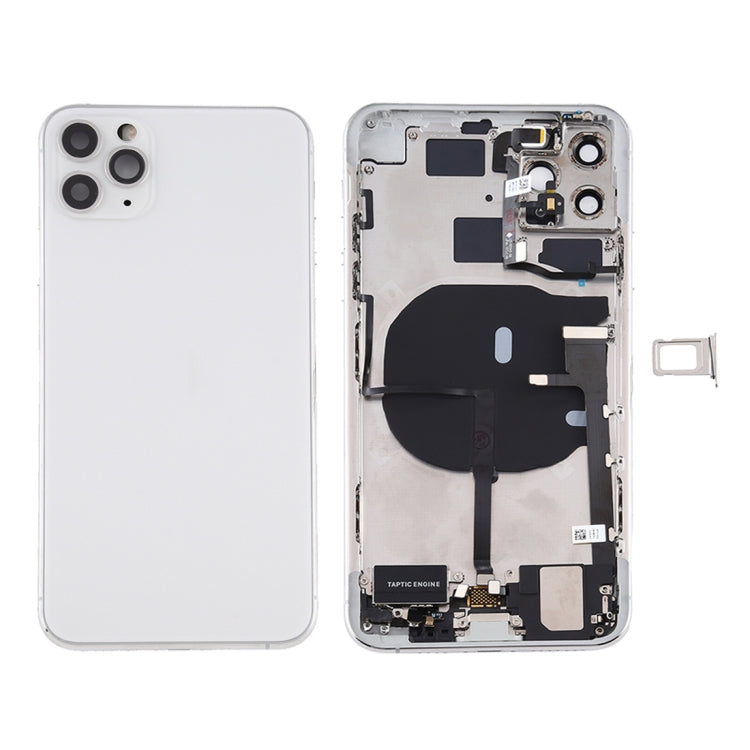 Ensemble de couvercle arrière de batterie (avec touches latérales et bouton d'alimentation + bouton de volume Câble flexible Module de charge sans fil Moteur et port de charge Plateau de haut-parleur ... Objectif de la caméra) pour iPhone 11 Pro (Argent)