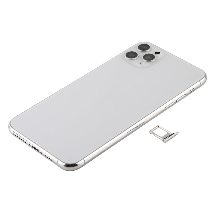 Battery Back Cover Assembly (with Side Keys and Power Button + Volume Button Flex Cable Wireless Charging Module Motor and Charging Port Speaker Tray ... Camera Lens) for iPhone 11 Pro (Silver)
