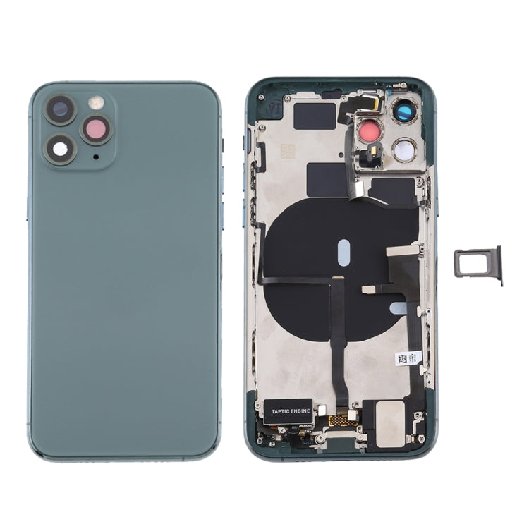 Battery Back Cover Assembly (with Side Keys &amp; Power Button + Volume Button Flex Cable &amp; Wireless Charging Module &amp; Motor &amp; Charging Port &amp; Speaker &amp; Camera Lens Band) For iPhone 11 Pro Max (Green)