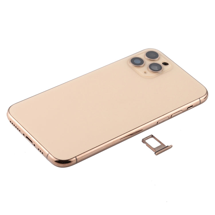 Battery Back Cover Assembly (with Side Keys &amp; Power Button + Volume Button Flex Cable &amp; Wireless Charging Module &amp; Motor &amp; Charging Port &amp; Speaker &amp; Camera Band) For iPhone 11 Pro Max (Gold)