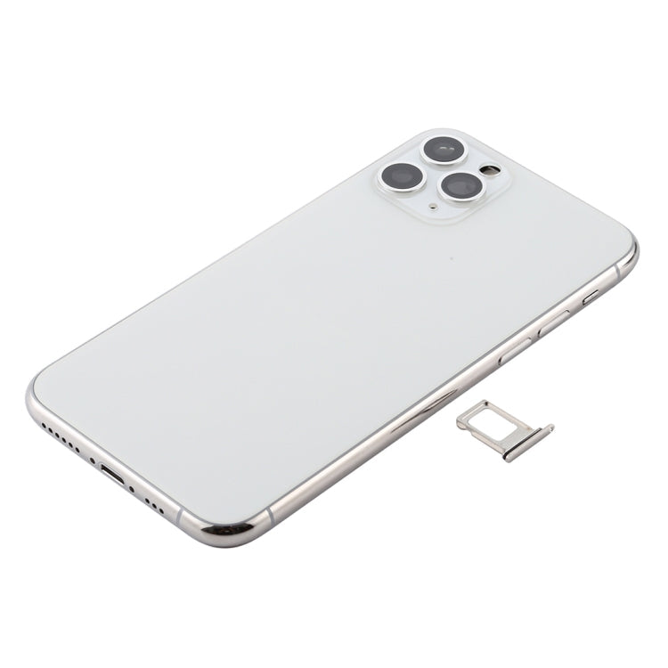 Ensemble de couvercle arrière de batterie (avec touches latérales et bouton d'alimentation + câble flexible de bouton de volume et module de charge sans fil et moteur et port de charge et haut-parleur et bande de caméra) pour iPhone 11 Pro Max (Argent)