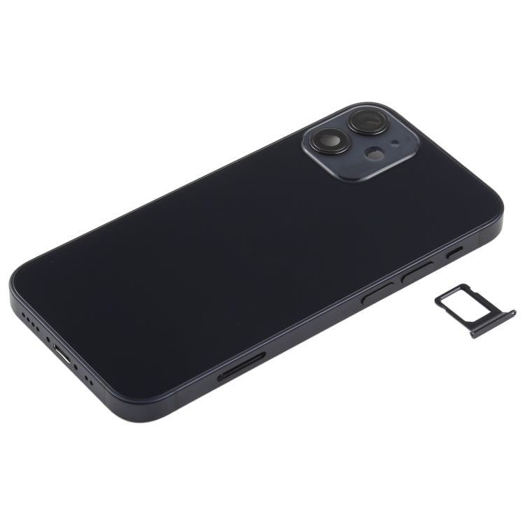 Coque arrière de batterie (avec touches latérales et plateau de carte et module de charge sans fil Power + Volume Flex Cable) pour iPhone 12 Mini (Noir)