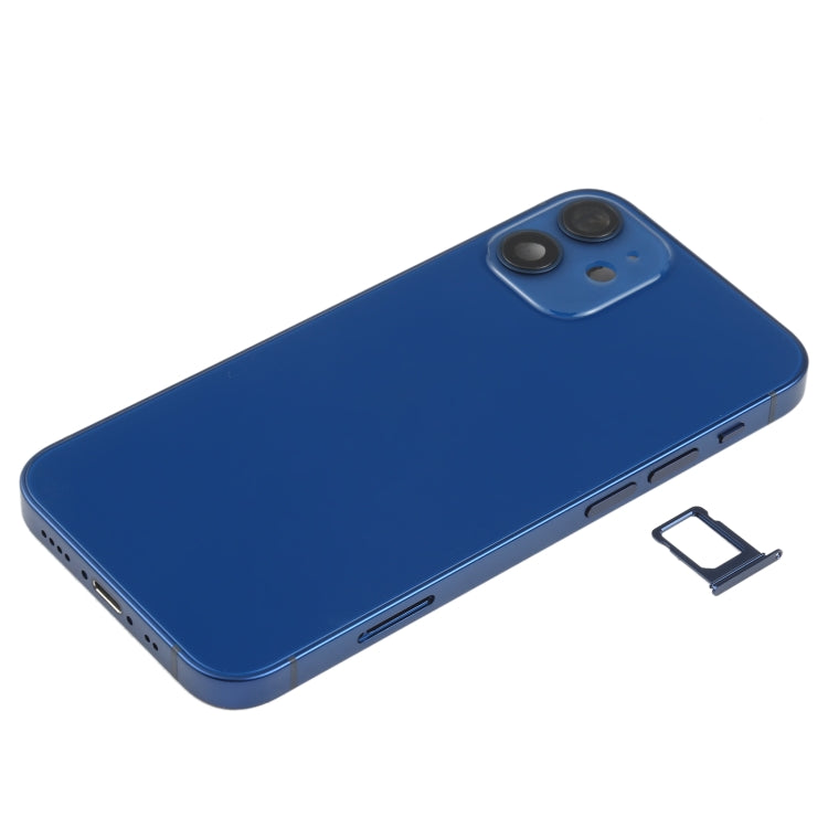Back Battery Cover (with Side Keys and Card Tray and Power + Volume Flex Cable and Wireless Charging Module) for iPhone 12 Mini (Blue)