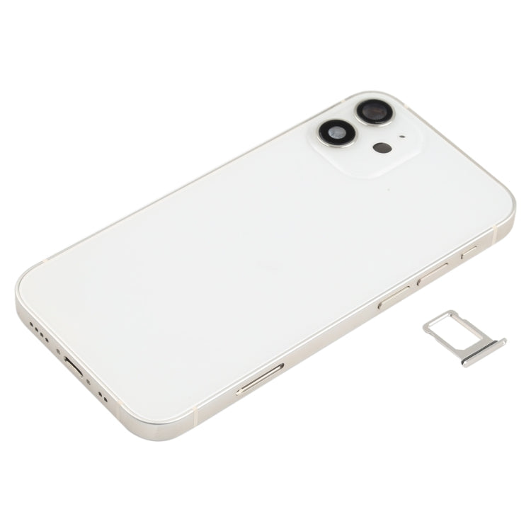 Battery Back Cover (with Side Keys and Card Tray and Power + Volume Flex Cable Wireless Charging Module) for iPhone 12 Mini (White)