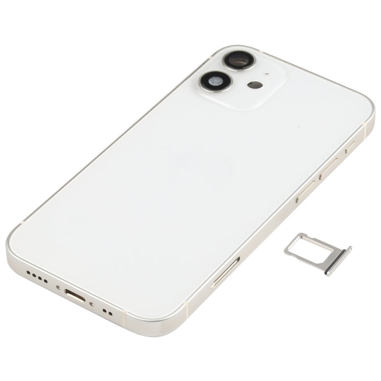 Back Battery Cover Assembly (with Side Keys &amp; Speaker &amp; Speaker Motor &amp; Camera Camera &amp; Power Button + Volume Button + Charging Port &amp; Wireless Charging Module) for iPhone 12 Mini (White)