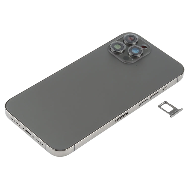 Tapa Trasera de la Batería (con llaves Laterales y Bandeja de Tarjetas y Power + Volumen Flex Cable Wireless Carging Module) Para iPhone 12 Pro Max (Negro)