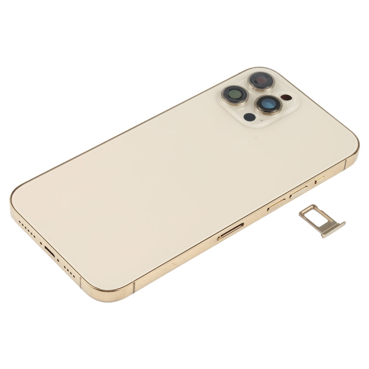 Back Battery Cover (with Side Keys and Card Trays and Power + Volume Charging Module and Wireless Cable) for iPhone 12 Pro Max (Gold)