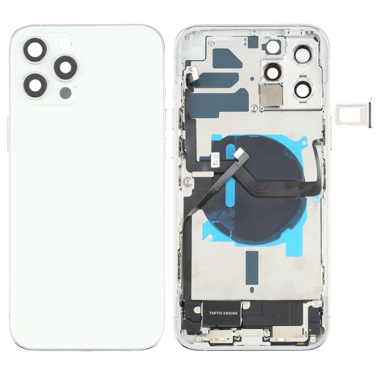 Ensemble de couvercle de batterie arrière (avec touches latérales et haut-parleur et moteur et objectif de caméra et plateau de carte et bouton d'alimentation + bouton de volume + port de charge et module de charge sans fil) pour iPhone 12 promax