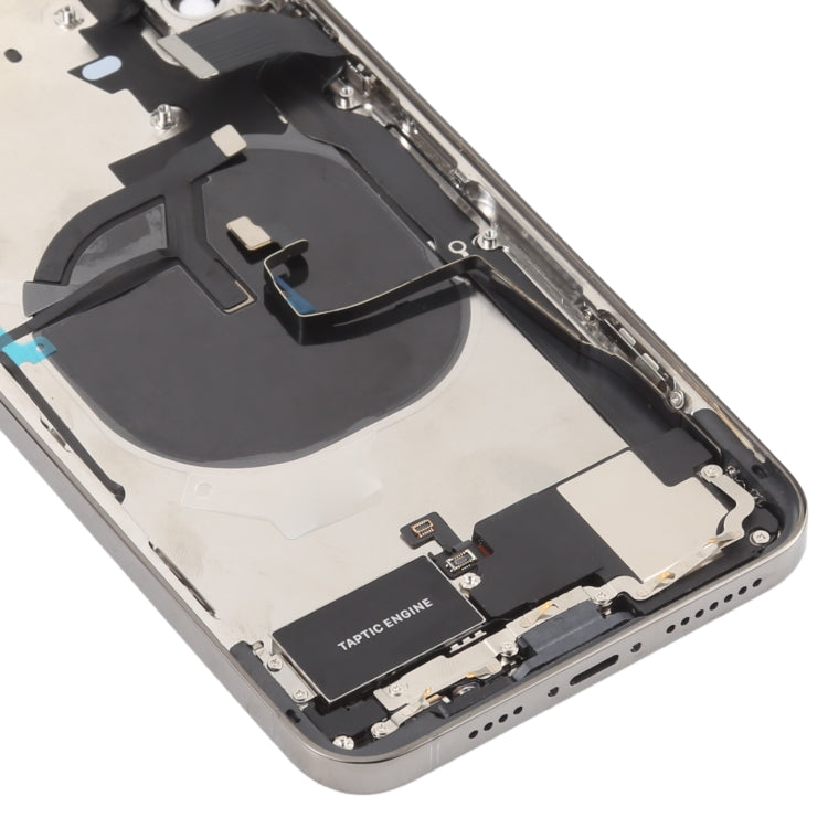 Imitation coque arrière pour iPhone 12 Pro Max pour iPhone XS MAX (avec plateau de carte SIM et touches latérales alimentation + câble flexible de volume et module de station de charge et haut-parleur vibrant) (noir)