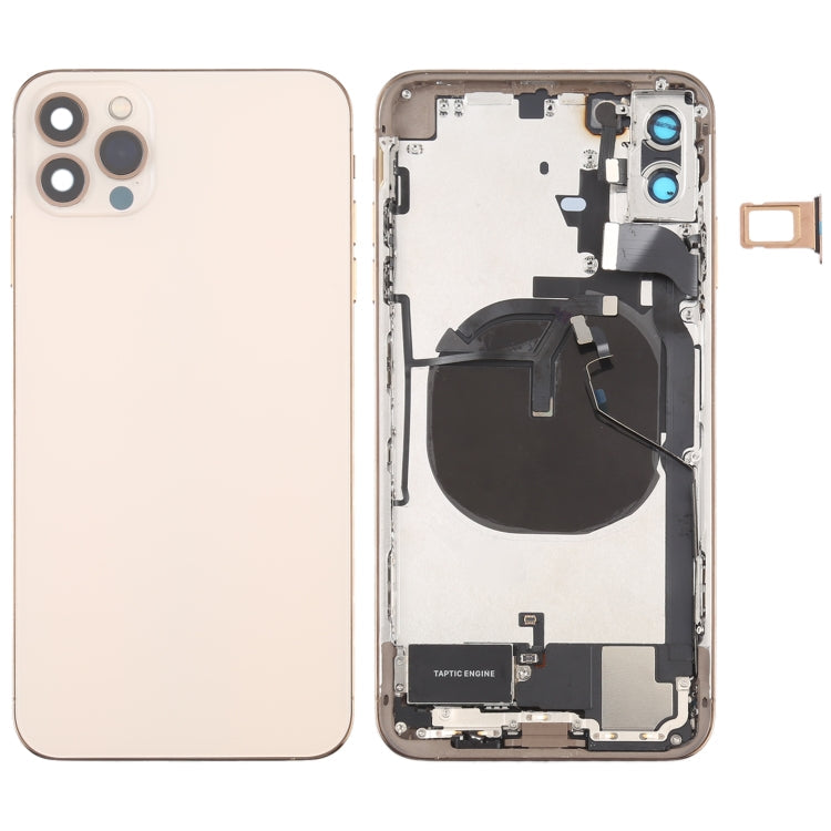 iPhone 12 Pro Max Imitation Case Back Cover for iPhone XS MAX (with SIM Card Tray and Side Keys Power + Volume Flex Cable and Charging Module Flex Cable and Vibration Motor) (Gold)