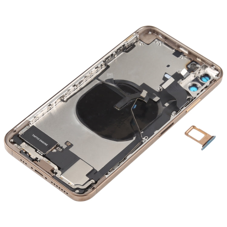 Imitation coque arrière pour iPhone 12 Pro Max pour iPhone XS MAX (avec plateau de carte SIM et touches latérales câble flexible d'alimentation + volume et câble flexible du module de charge et moteur de vibration) (doré)